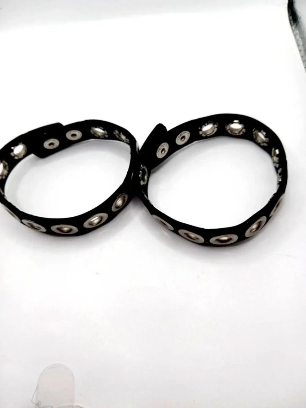 Stars + Grommets Black Vegan Leather Belt + 2 Rubber Grommet Bracelet New